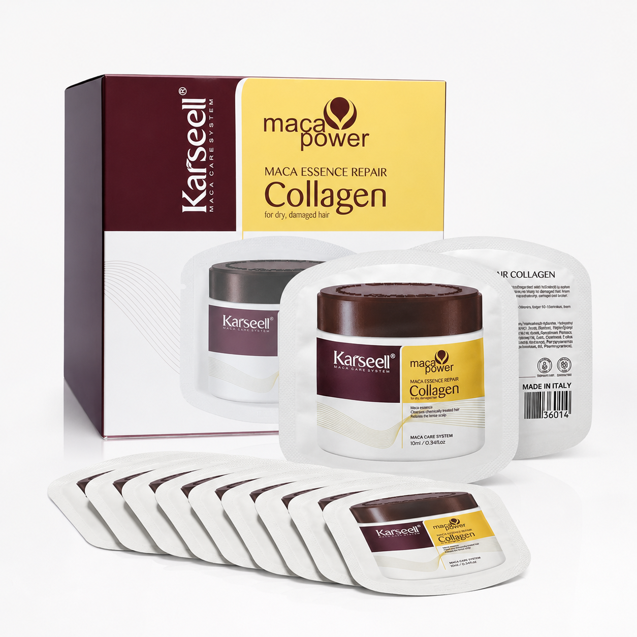 Set 24 Monodoze Karseell Collagen – Masca de Par pentru Reparare, Hidratare si Stralucire