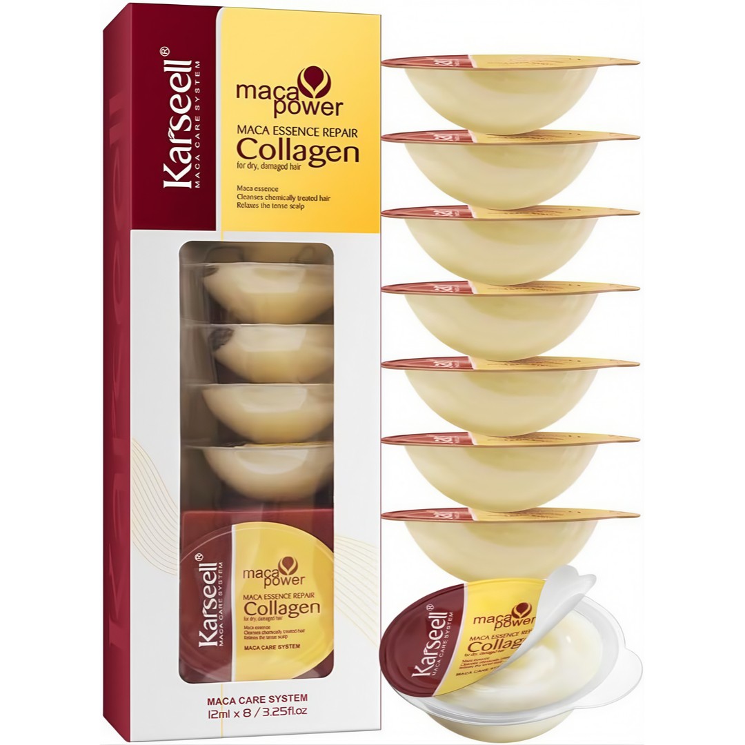 Karseell Maca Essence Repair Collagen 12ml x 8 - Tratament Profesional pentru Repararea Parului Deteriorat, Set de 8 Fiole, CEZI