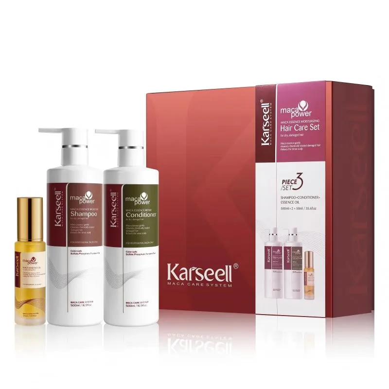 Cutie Set Profesional Karseell – Ulei de Păr + Șampon + Balsam – Hidratare, Reparare și Strălucire pentru Păr Uscat și Degradat