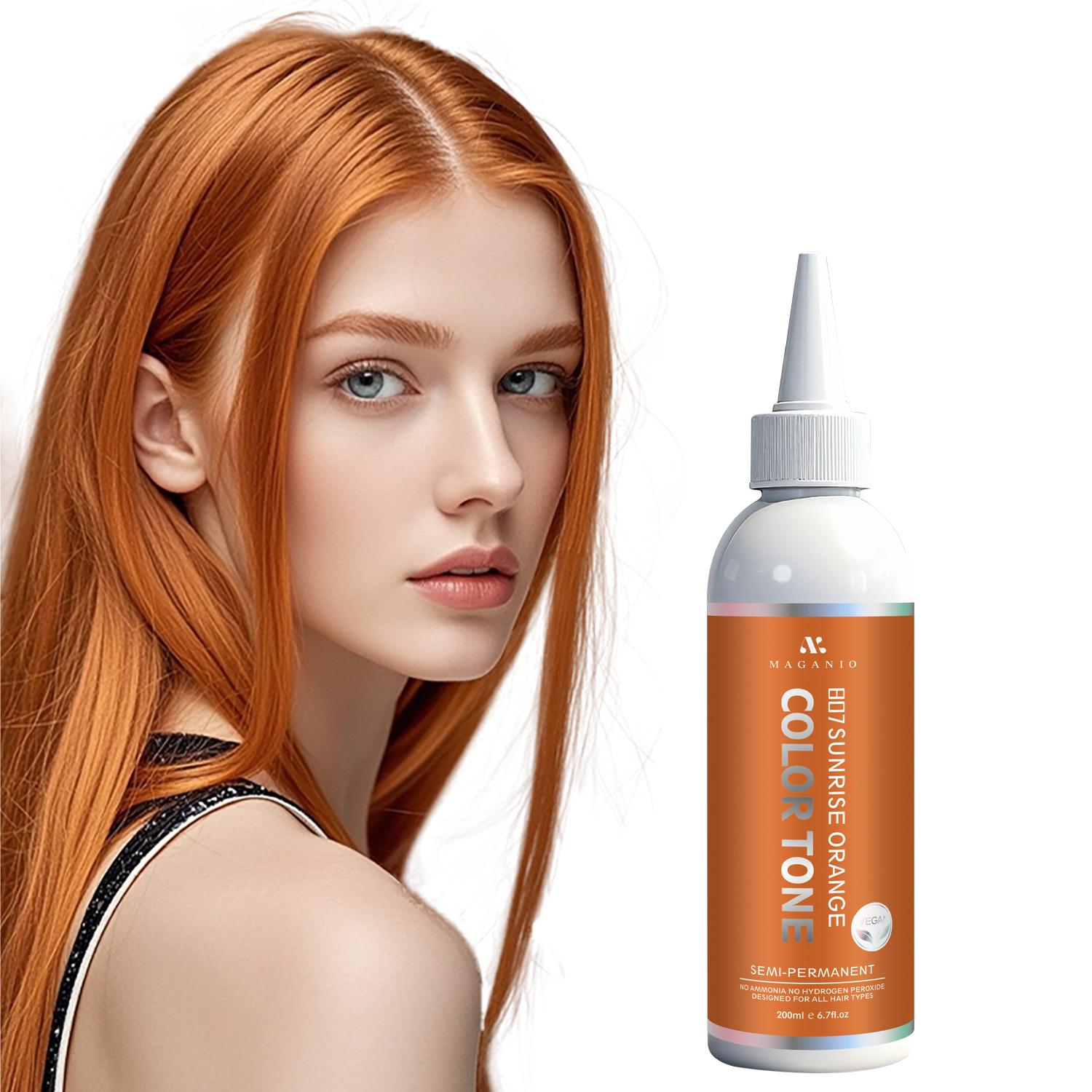 Vopsea de păr semipermanentă profesională – Portocaliu intens, 200 ml